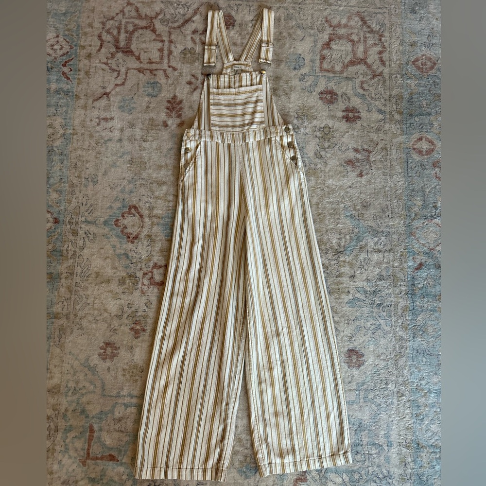 Striped Cream and Brown Women's Jumpsuit, size S